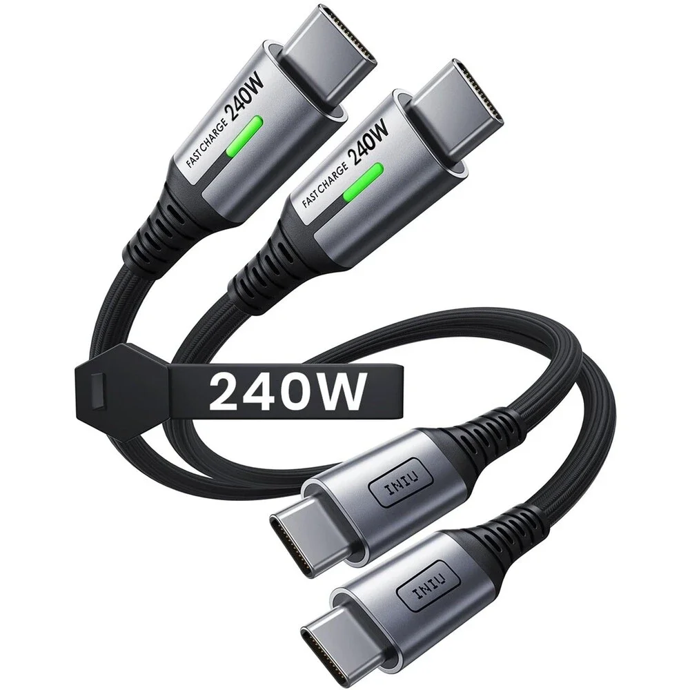 INIU USB C to USB C Cable 240W Fast Charging Braided Type C Cord 1ft 2-Pack